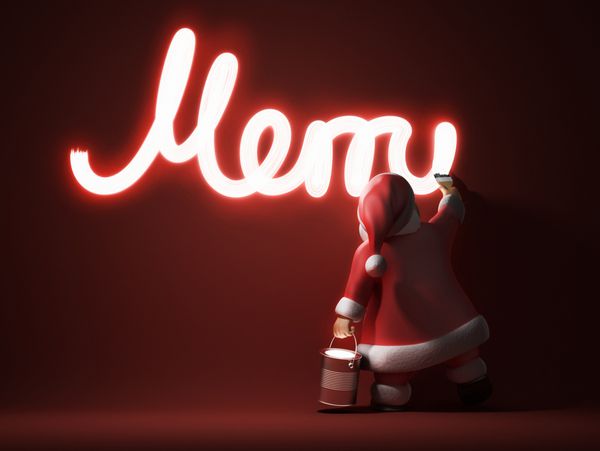 بابانوئل می نویسد کریسمس مبارک رندر سه بعدی