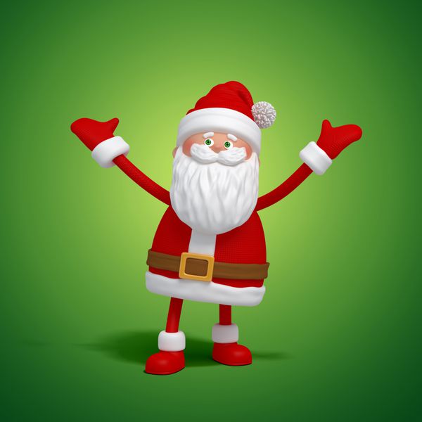 شخصیت سه بعدی بامزه خنده دار بابانوئل که کریسمس را جشن می گیرد