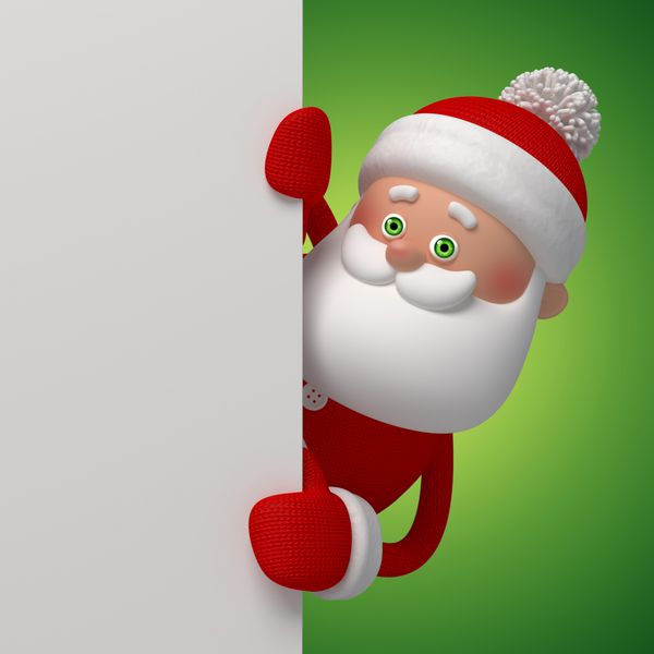 بابا نوئل سه بعدی تخته خالی در دست دارد بنر کریسمس