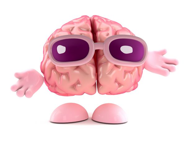 رندر سه بعدی از مغز با دست های دراز