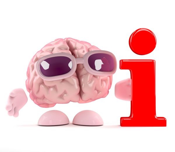 رندر سه بعدی مغز در کنار نماد اطلاعاتی