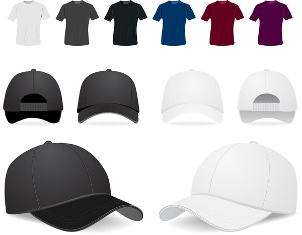 وکتور تصویر کلاه و پیراهن بیسبال در پس زمینه سفید