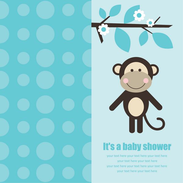 کارت حمام کودک با میمون ناز وکتور