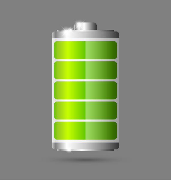 نماد باتری سبز رنگ کاملاً شارژ شده است