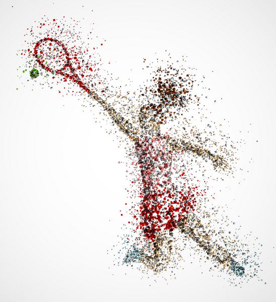 بازیکن تنیس انتزاعی ضربه ای به توپ بزن