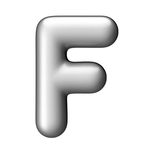 حرف F از الفبای گرد آلومینیومی یک مسیر قطع وجود دارد