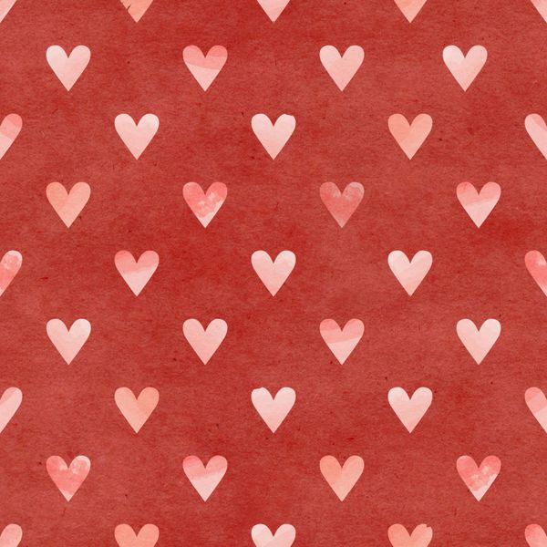 الگوی قلب آبرنگ بدون درز روی بافت کاغذ پس زمینه روز ولنتاین
