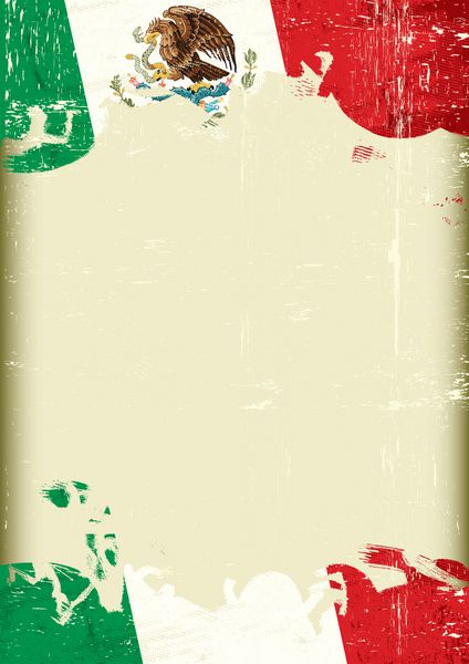 پرچم مکزیک گرانج پوستری با قاب بزرگ خراشیده و پرچم مکزیک گرانج برای تبلیغات شما