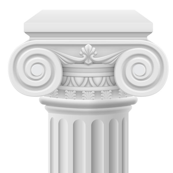 ستون یونی کلاسیک تصویر در زمینه سفید