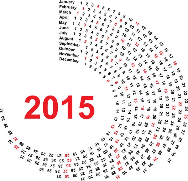 وکتور - تقویم دایره ای 2015