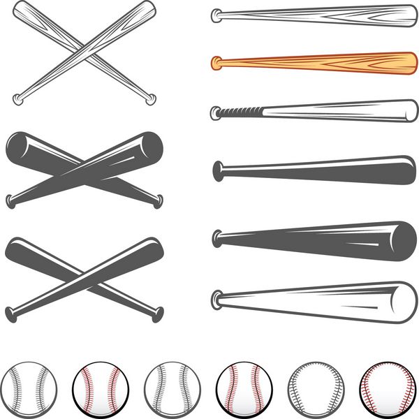 مجموعه ای از عناصر طراحی نشان باشگاه بیسبال