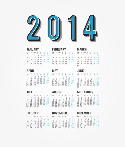 تقویم قدیمی 2014 تقویم رترو برای طراحی شما وکتور