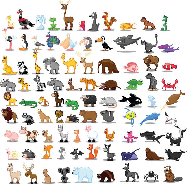 مجموعه فوق العاده 90 حیوان کارتونی زیبا