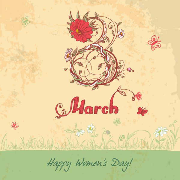 کارت وینتیج روز زن در 8 مارس