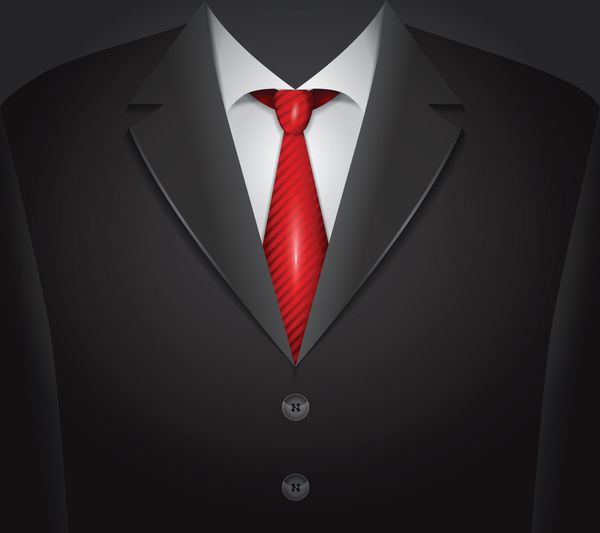 کت و شلوار مردانه تجاری با کراوات قرمز - وکتور