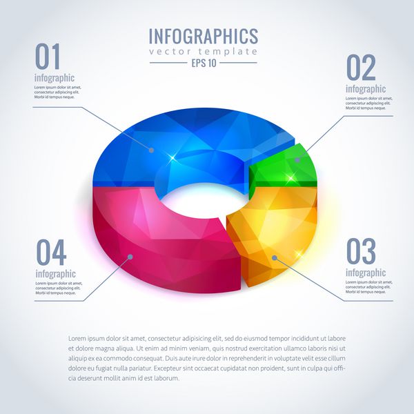 وکتور نمودار حلقه اینفوگرافیک سه بعدی با بافت هندسی مثلث سرد ایده آل برای ارائه