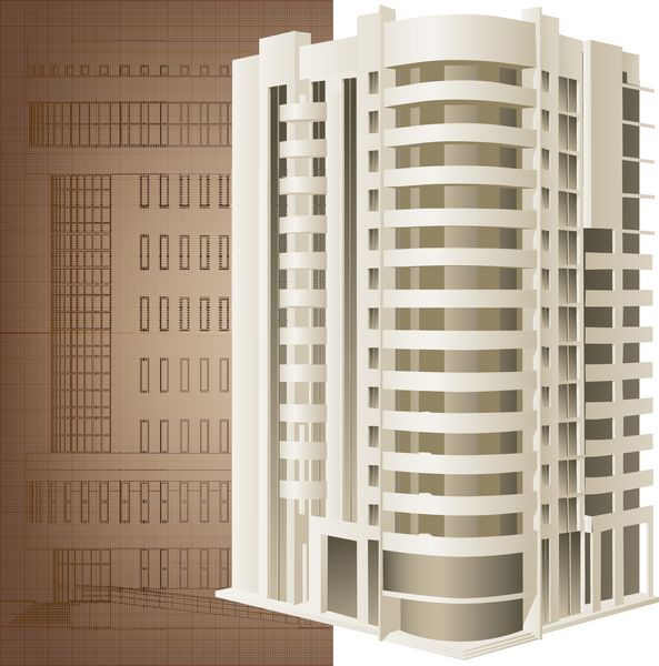 پس زمینه معماری با مدل ساختمان سه بعدی بخشی از پروژه معماری پلان معماری پروژه فنی پلان ساخت و ساز