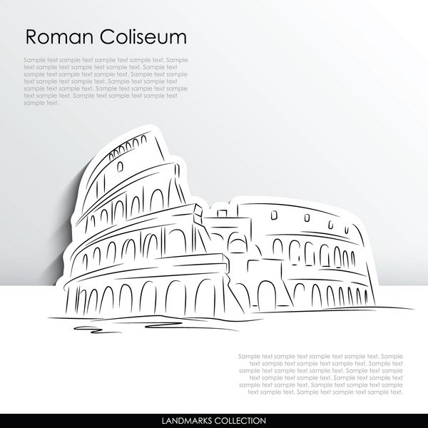 شبح انتزاعی کولوسئوم رومی در پس زمینه کاغذ سفید