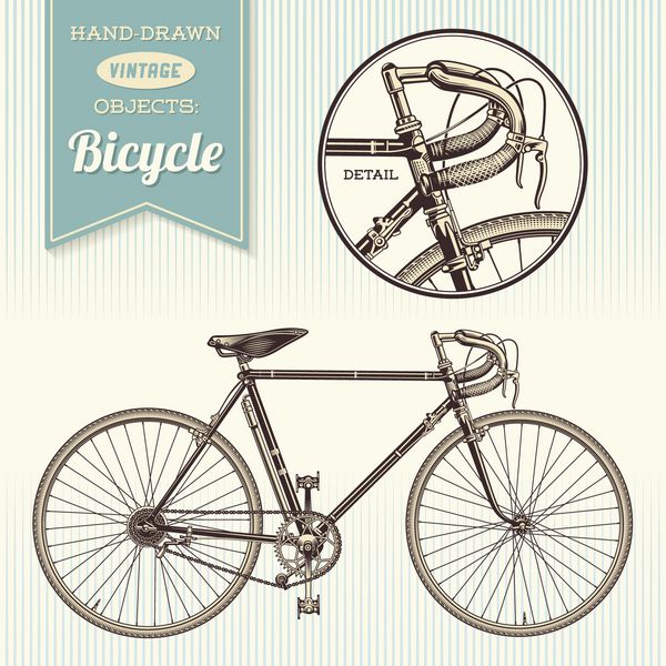اشیاء قدیمی طراحی شده با دست دوچرخه مسابقه