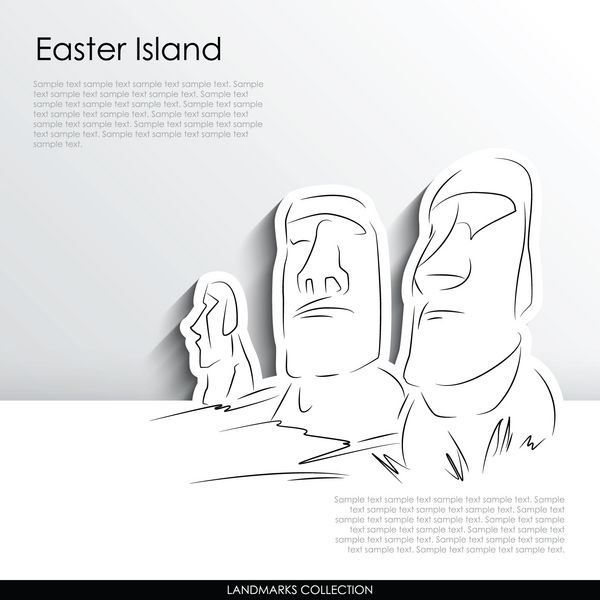 شبح انتزاعی مجسمه جزیره عید پاک در پس زمینه کاغذ سفید مجموعه وکتور نشانه ها
