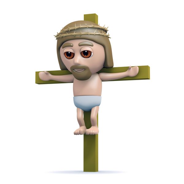 رندر سه بعدی عیسی روی صلیب