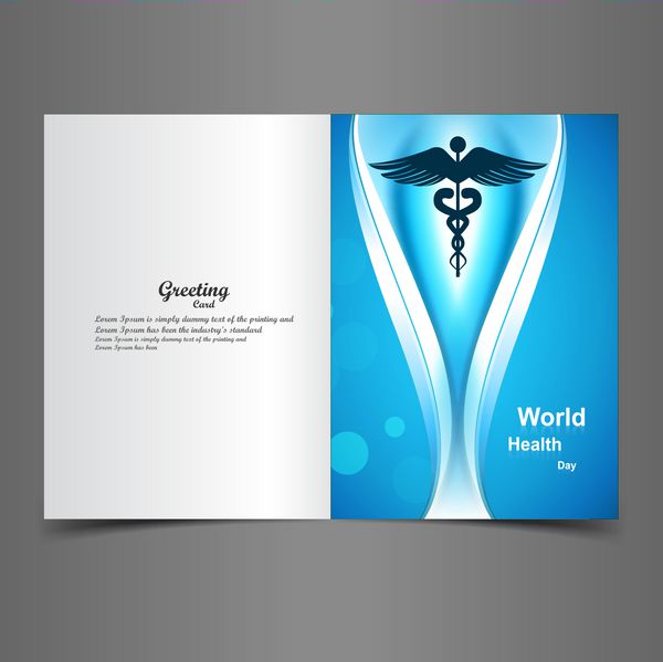 کارت تبریک روز جهانی سلامت پس زمینه پزشکی رنگارنگ با وکتور نماد پزشکی کادوس