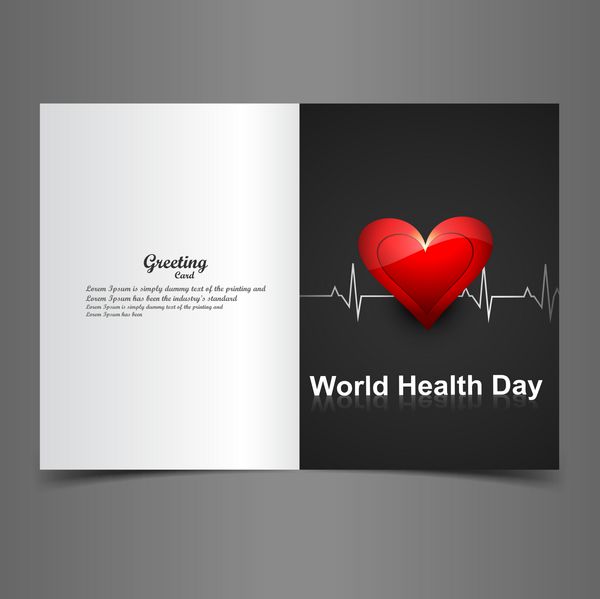 کارت پستال زیبا وکتور طرح رنگارنگ روز جهانی سلامت