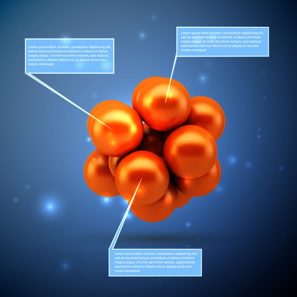 عناصر طراحی اینفوگرافیک کره های مولکولی سه بعدی انتزاعی با وکتور برچسب داده ها