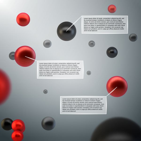عناصر طراحی اینفوگرافیک حباب های اتم کره های سه بعدی با وکتور برچسب داده ها