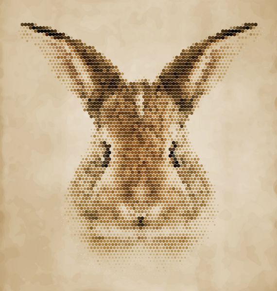 پرتره خرگوش ساخته شده از اشکال هندسی - طراحی قدیمی