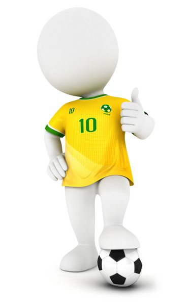بازیکن فوتبال سه بعدی سفیدپوست با پیراهن زرد پس زمینه سفید جدا شده تصویر سه بعدی