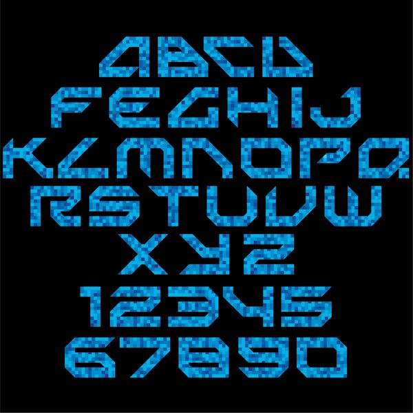 طراحی فونت موزاییک وکتور مجموعه حروف الفبا