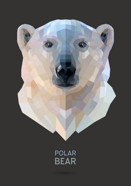 وکتور خرس قطبی چند ضلعی هندسی