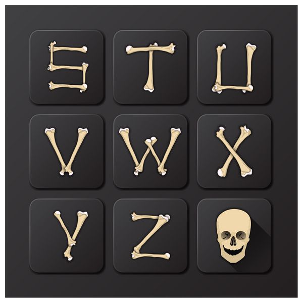 الگوی طراحی Bones Alphabets Set 3