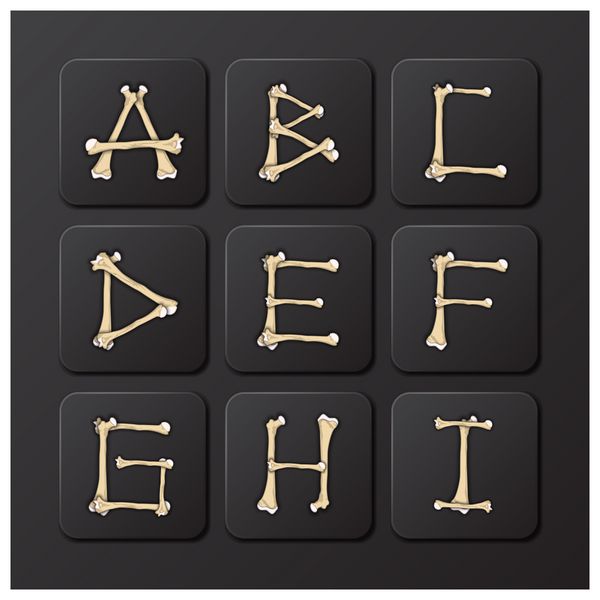 الگوی طراحی Bones Alphabets Set 1