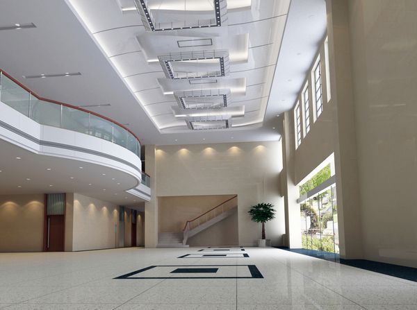طراحی مدرن داخلی سالن راهرو رندر سه بعدی