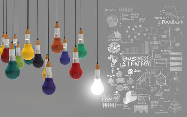 کسب و کار طراحی خلاقانه به عنوان لامپ مداد سه بعدی به عنوان مفهوم طراحی تجاری