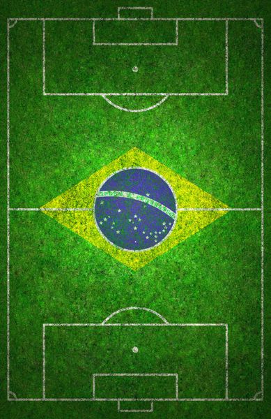 زمین فوتبال با پرچم برزیل