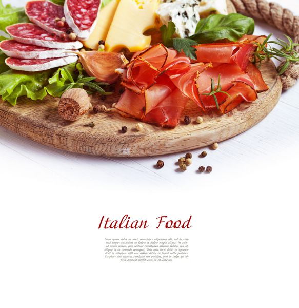 غذاهای ایتالیایی پروشوتو پنیر سالامی سبزیجات