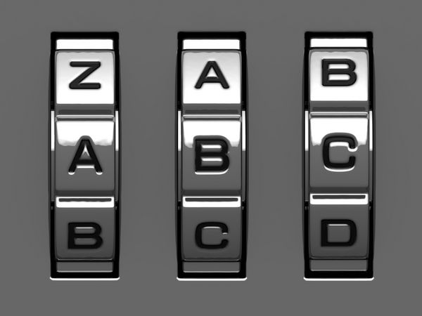 حروف A B C از الفبای قفل ترکیبی