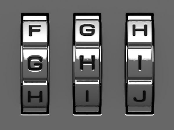 حروف G H I از الفبای قفل ترکیبی