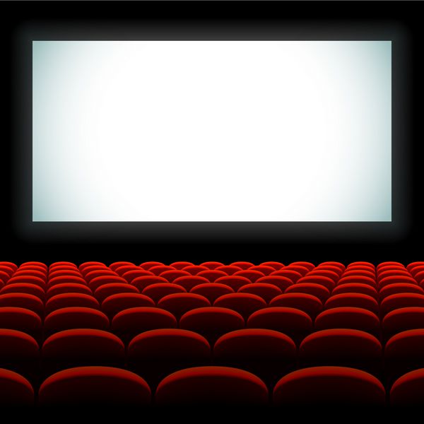سالن سینما با صفحه نمایش و صندلی بردار