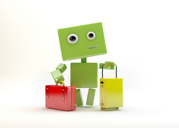 اسباب بازی رباتیک زیبا با کیف های مسافرتی رنگارنگ به تعطیلات می رود