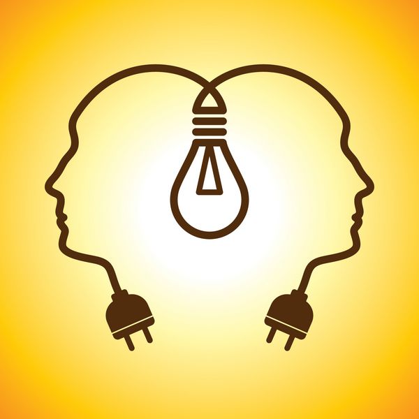 سر انسان با نماد لامپ تجارت مفاهیم