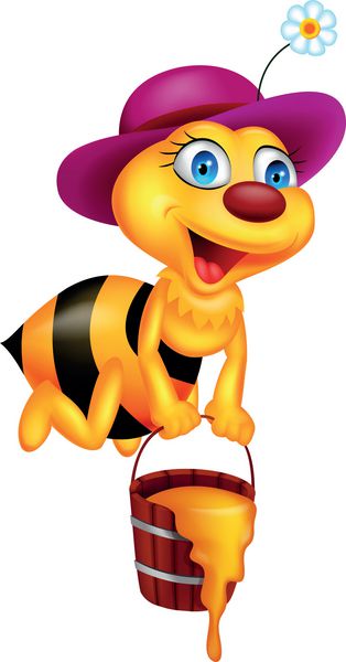 کارتون زنبور عسل با سطل عسل