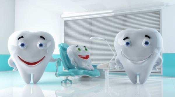 دکتر دندان ناز با دستیار در کابینت دندانپزشکی براق رندر سه بعدی