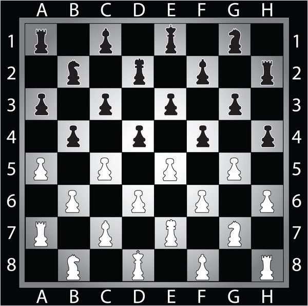 صفحه شطرنج مشکی با فیگورهای شطرنج