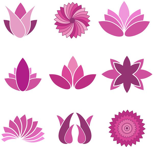 مجموعه آیکون های گل - جدا شده در پس زمینه سفید - وکتور طرح گرافیکی قابل ویرایش برای طرح شما لوگوی گل