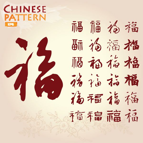 25 خط چینی برکت الگوی خوشبختی برای طراحی تبریک سال نو چینی