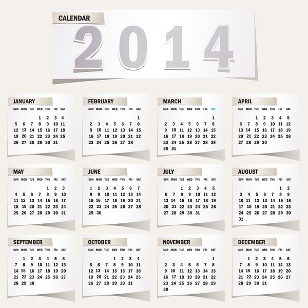 تقویم ساده 2014